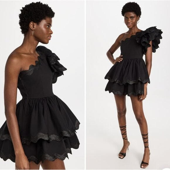 NEW CELIA B Lava Dress One Shoulder Black Cocktail Mini, Ruffles, XS SOLD OUT - Picture 9 of 15